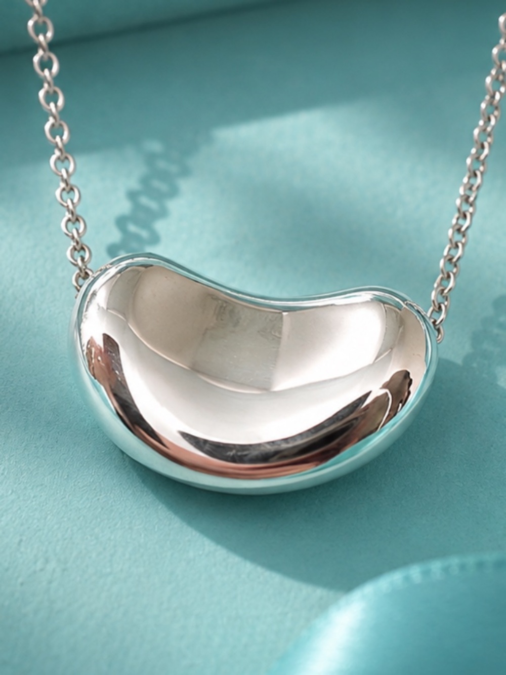 Tiffany & Co. Elsa Peretti Large Bean Necklace 20mm Sterling Silver 16” 11g